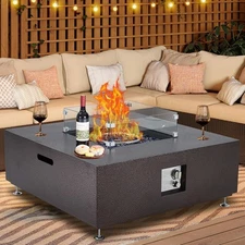 36" Propane Fire Pit Table 50,000 BTU Outdoor Patio Heater with Wind Guard&Cover