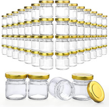 60 Pack Small Glass Jars with Lids, 1.5 Oz Mini Honey Jars, Candle