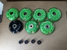 Paquete de 7 Ruedas LED Iluminadas para Scooter Lote 6 Verde 1 Negro Patinete Pieza