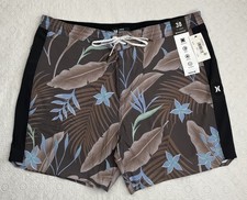 Men's Hurley Phantom Boardshort 38 Brown Palm Print NEW Beach Swim Wear Surf