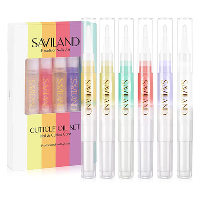 6Pcs Natural Cuticle Oil Pens Jojoba Olive Oil Nail Care Softener Applicator