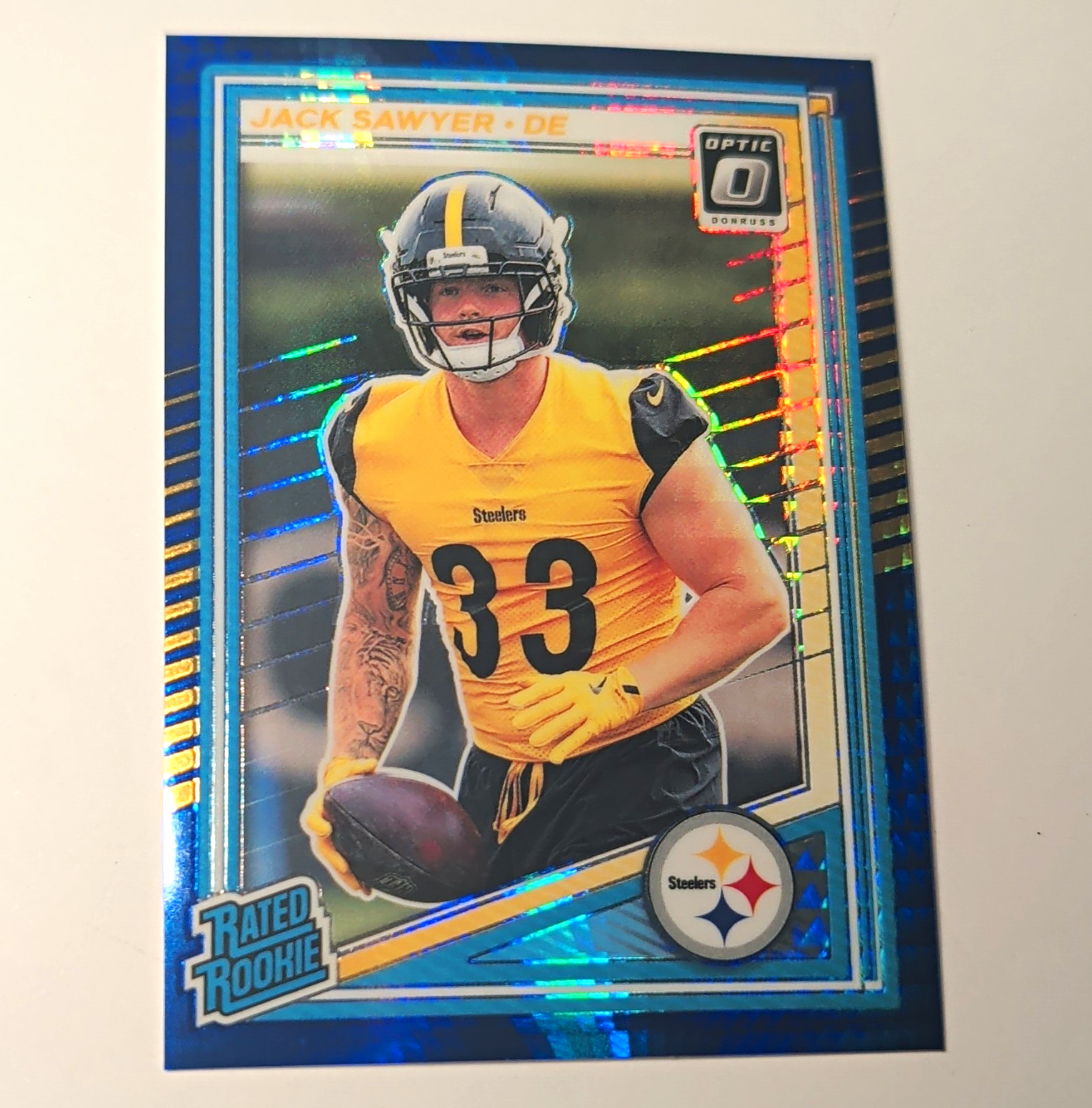 Panini 2025 Donruss Optic Jack Sawyer Rated Rookie Blue Hyper Prizm #220