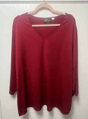 Bob Mackie Wearable Art 2X Women s Basic Red Crimson 3/4 Sleeve Blouse