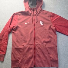 Oklahoma Sooners Nike Dri-FIT Hoodie Mens Large Red Full Zip OU Jacket