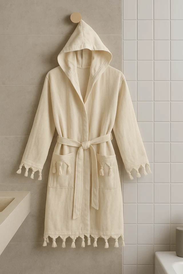 %100 Baumwolle Peshtemal Bademantel –  Leicht, Schnell Trocknend - Bild 3 von 3