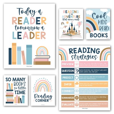 Motivational Reading Posters For Classroom Elementary  6 Reading Strategies P...