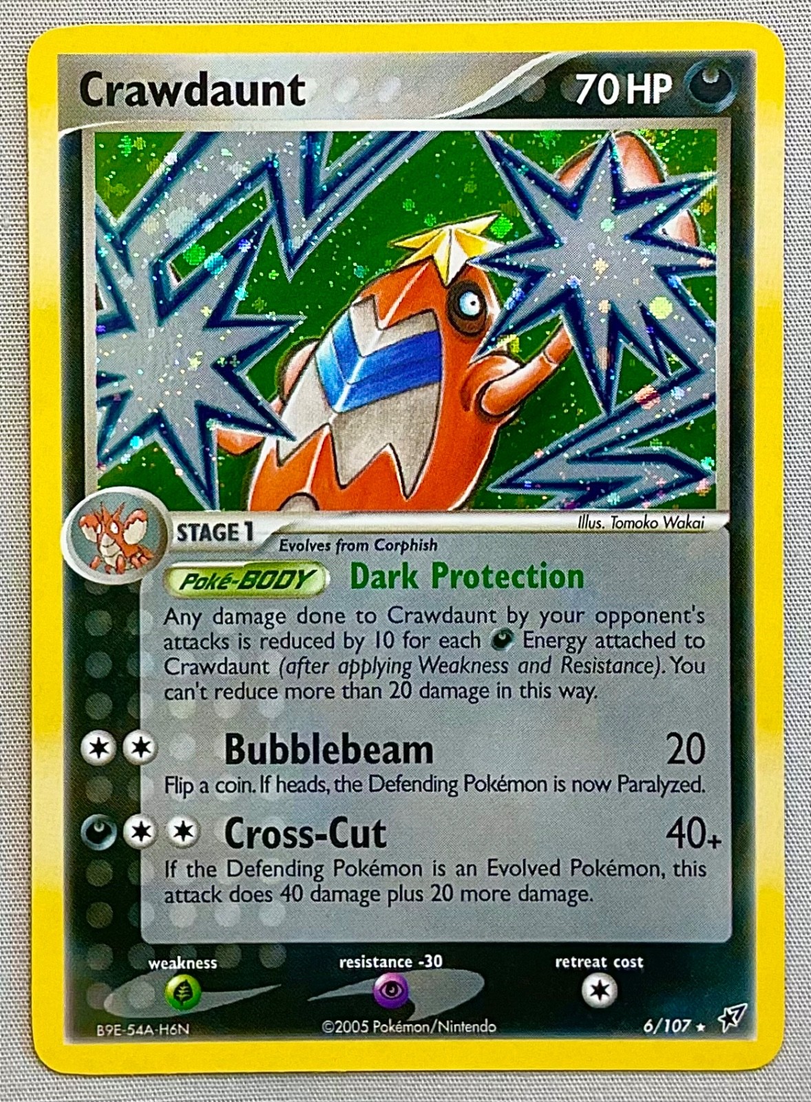 Pokémon Crawdaunt #6/107 Holo Rare - 2005 EX Deoxys - NM to Mint Condition!