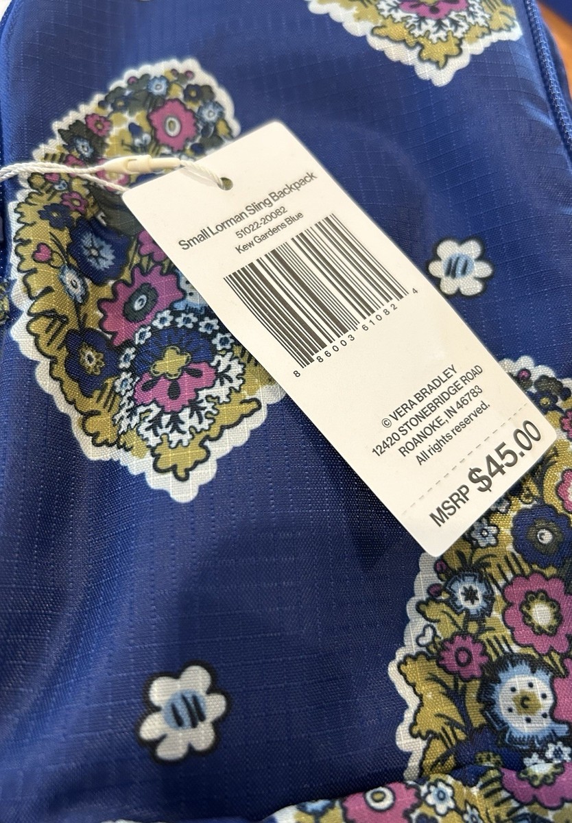 Vera Bradley Lorman Sling Backpack in the Kew Gardens Blue Small Lorman Sling Backpack - Kew Gardens Blue Flower  main image 4