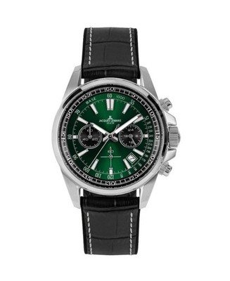 JACQUES LEMANS Men Analog Quartz Casual Watch Classic Dress Green Dial Waterproo