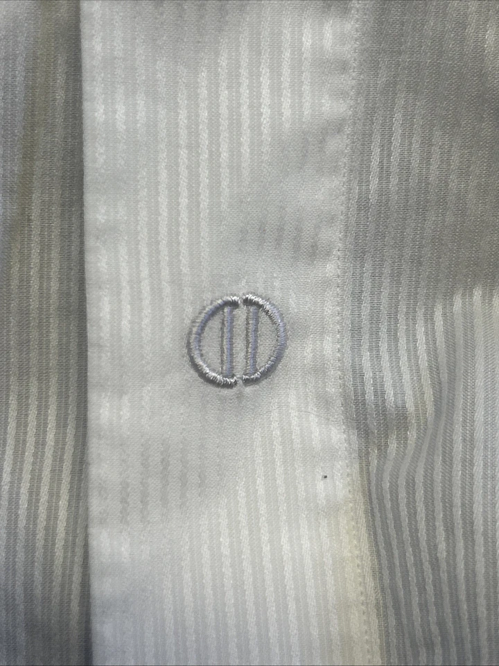 David Donahue Manga Larga Puño Francés Blanco Rayas Abotonadas Hombre’s 17x33 Algodón Foto 3 de 4