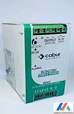 CABUR XCSG720C 3-Phase DIN Rail Power Supply 400-500VAC Input 24VDC 30A 720W