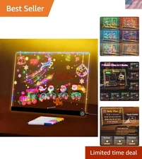 LED Note Board with Colors, 11.8"X9.4" Led Drawing Board Acrylic Dry Erase Bo...