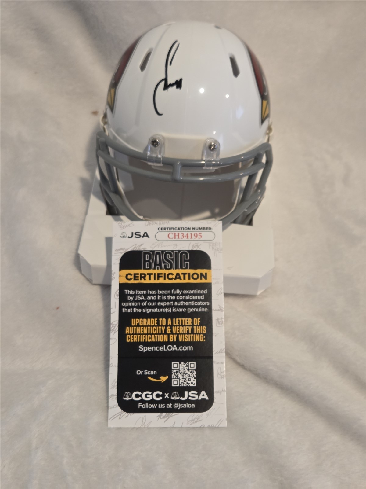 LARRY FITZGERALD signed CARDINALS mini helmet JSA COA 