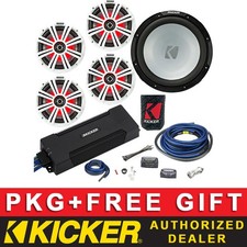 KICKER PXA1000.5 MARINE/BOAT 5CH AMPLIFIER 6.5"LED SPEAKERS 10"SUB 0AWG AMP KIT