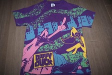 VINTAGE 90s DAFFY DUCK BOYS T SHIRT GRAPHIC TEE ALL OVER PRINT 1993 BIG RARE
