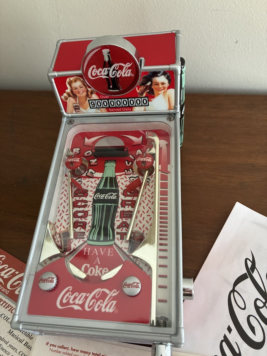 Vintage Enesco Coca-Cola Pinball Machine Musical Bank 1998 New in