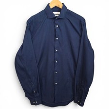 Calvin Klein Dress Shirt Mens 15.5 34/35 Medium Blue Button Slim Fit Stretch