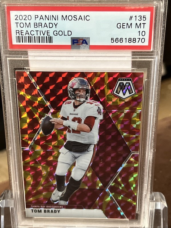 Tom Brady - 2020 Panini Mosaic Reactive Gold Prizm #135 PSA 10 GEM MT - Low Pop