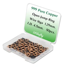 999 Pure Copper Open Jump Rings 16 Gauge 50 pcs by Filofly