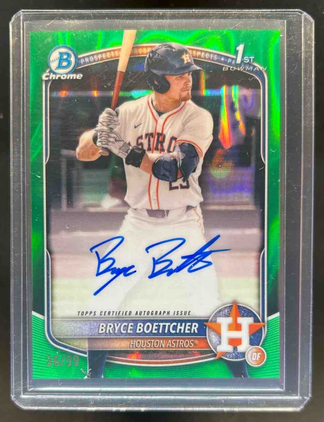 2025 Bowman Chrome Bryce Boettcher Auto Green Lava Refractor 1st Prospect #36/99