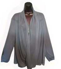 Roamans Sheer Mesh Cardigan Topper Lightweight Jacket Mist Gray 14W