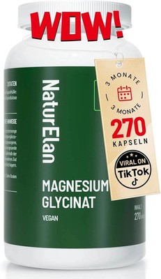 Magnesium Glycinat Hochdosiert Kapseln 270x - 300mg Magnesium pro Tagesdosis, Ve