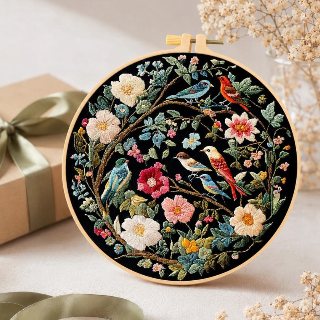 Floral Cross Stitch Kit for Adults and Beginners