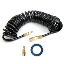 25ft Coiled Air Hose 14 Pu Recoil Hose With Brass Coupler Kit 200 Psi