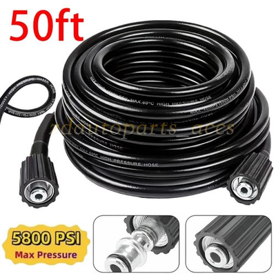 #ad 50FT High Pressure Washer Hose 5800 PSI M22 14MM Power Washer Extension Hose $15.99