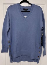 Tahari V-Neck Sweater with Embellished Buttons NWT Size Medium