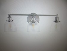 Home Decorators Evelyn 26.75 in. 3-Light Brushed Nickel Industrial Vanity