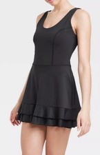 JoyLab Black Athletic Tennis Mini Dress Sz XL Built In Shorts With Pockets Bra