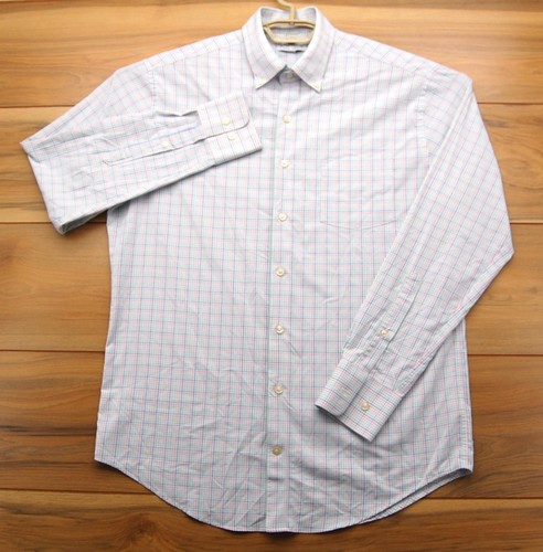Peter Millar Camicia Uomo Media Estate Comoda Blu Verde Rosa Plaid Elasticizzata Golf - Foto 3 di 15
