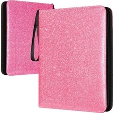 9 Pocket Card Binder Glitter - 1080 Double Sided Pocket PU Premium Zip Tradin...