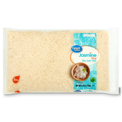Great Value Jasmine Rice,5lb About 20 Servings Per Bag 3g of Protein Per Serving