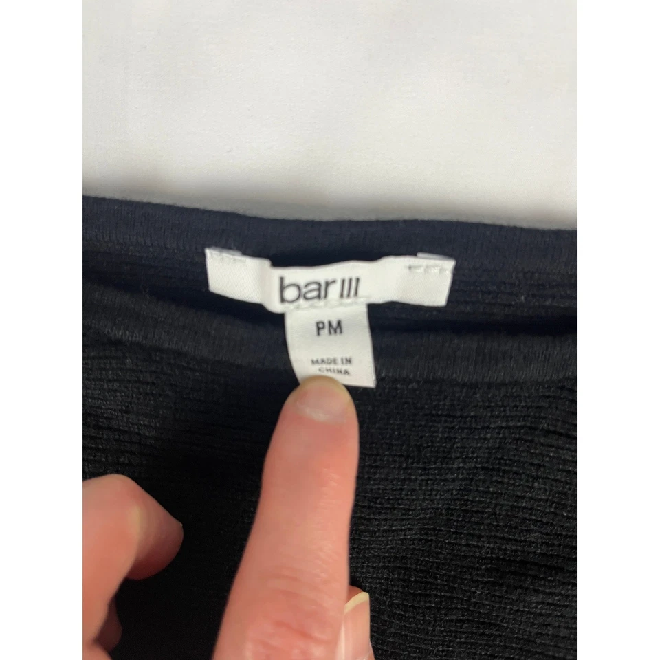 Suéter Pullover Bar III PM Negro Acanalado Tejido Manga Globo Cuello Redondo Foto 3 de 4