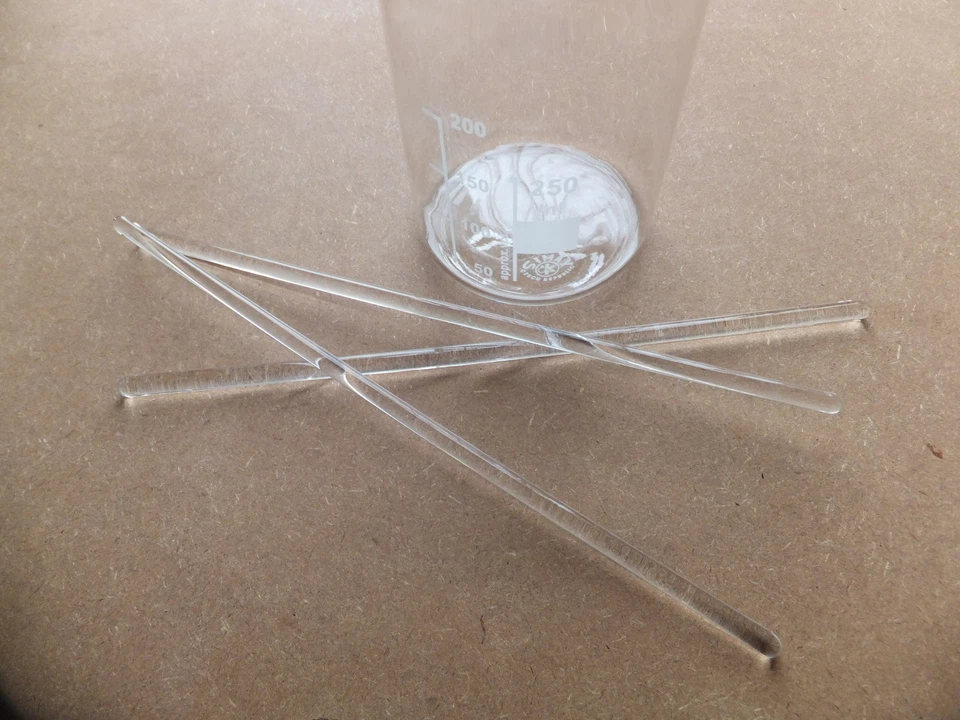 KITCHEN-CHEMISTRY 3 x 200mm Glass Stirring Rods for Lab Use Stir Stiring Stirrer Laboratory NEW