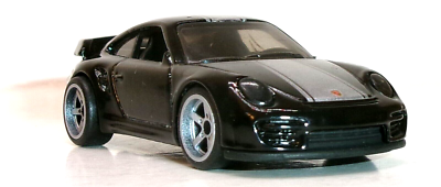 LOOSE 2023 HOT WHEELS 1:64 BLACK PORSCHE 911 GT2 SILVER WHEEL SWAP