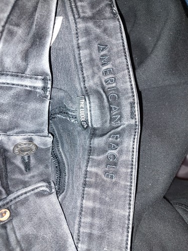 AE American Eagle Hi rise Jegging Black Distressed women jeans size 00 - Picture 2 of 5