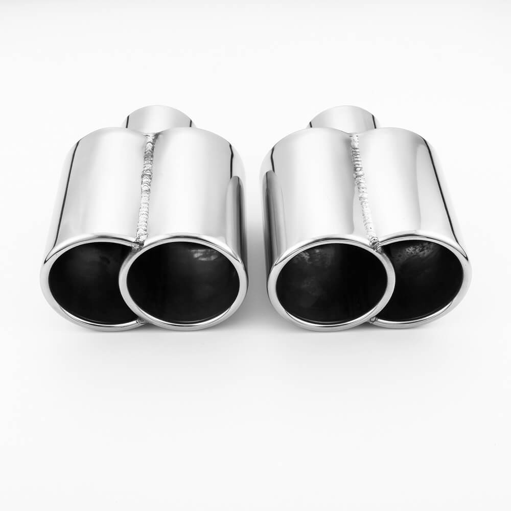 Pair Straight Cut Out Porsche Style 2.5" Inlet Exhaust Tips for Custom