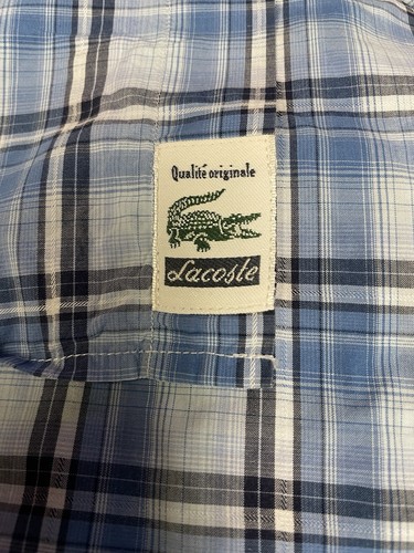 Lacoste Modern Fit Herren Blau Weiß Kariert Knopfleiste Pattentasche Western Hemd 42 - Bild 5 von 13