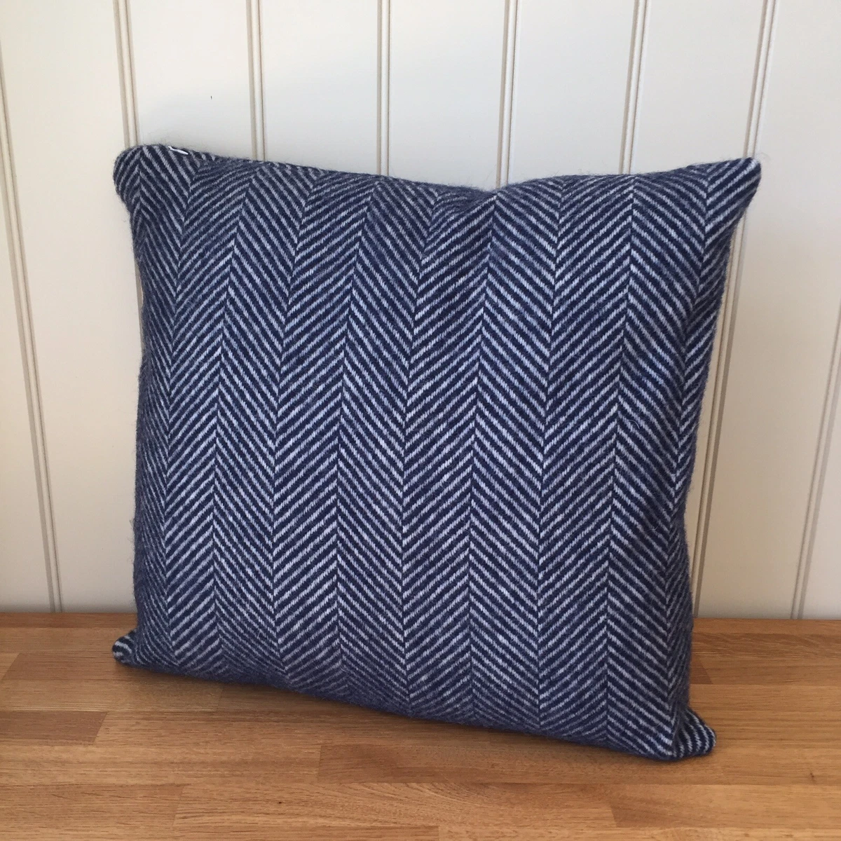 TWEEDMILL Pure New Wool CUSHION Fishbone NAVY British Made 50 X 50 cm
