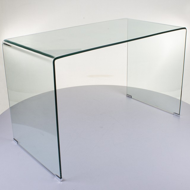 Huge Clear Glass Desk Toughened Tempered Bent Safety Office Curved
