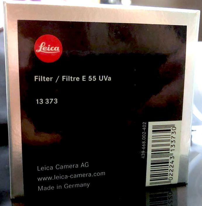 Brand New Leica E55 55mm UV UVa Protection Filter Black