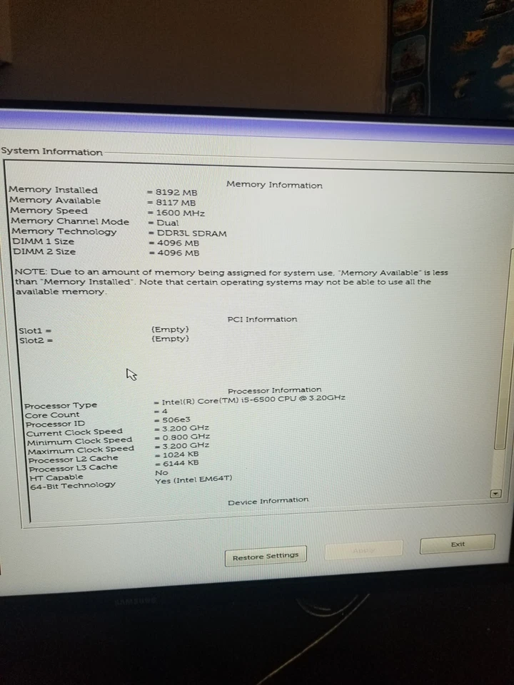 Dell Optiplex 3040 SFF i5-6500 3.20 Ghz 4-Core 8GB RAM NO HDD NO OS, COA - Image 4 of 4