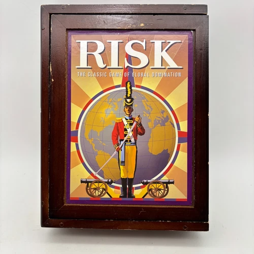 Risk Vintage Game Collection COMPLETE Parker Brothers 2009 Wooden Box Bookshelf