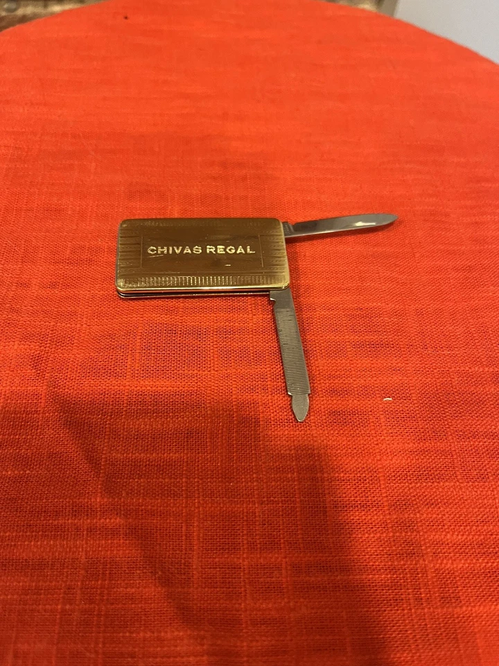 Navaja de Bolsillo Colonial Chivas Oro Regal Clip para Dinero con 2 Hojas Archivo Antiguo Foto 2 de 4