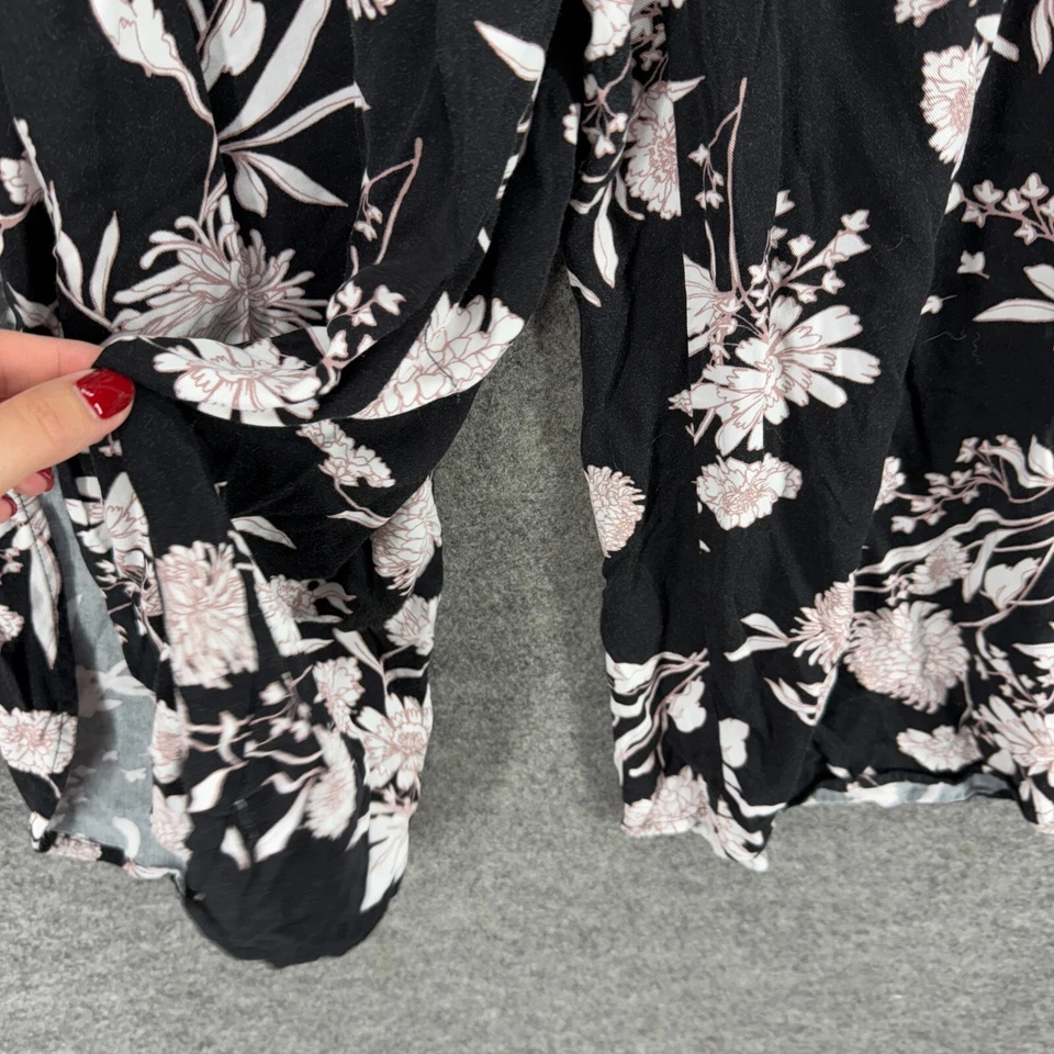 Maurices Pants Women  20W Plus Black Floral High Rise Drawstring Chino Rayon - Image 3 of 4