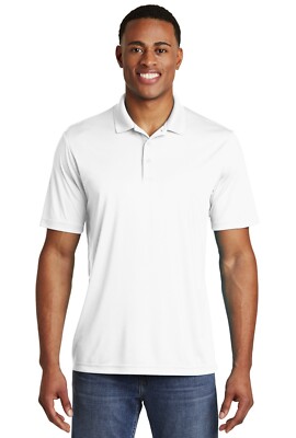 Sport-Tek TST650 Mens Short Sleeve Micropique Sport Wick Polo Shirt White Large