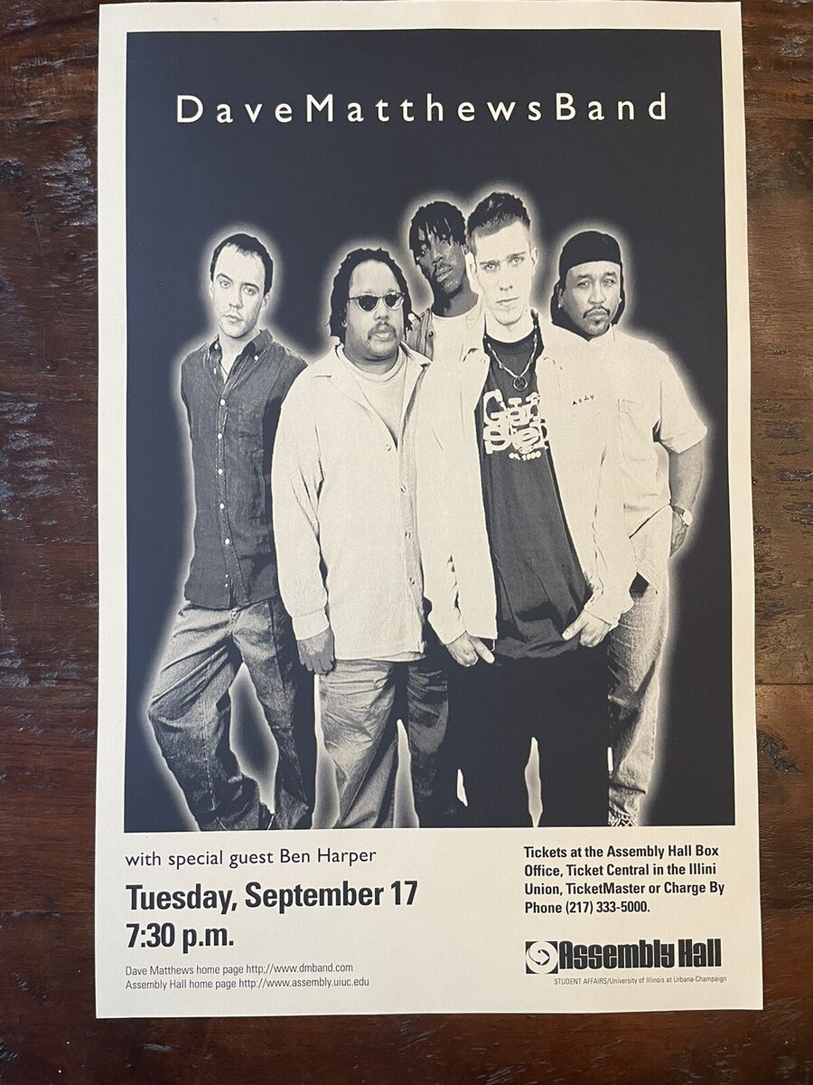 1996 Dave Matthews Band DMB Concert Poster Champaign 1996 Dave Matthews Band DMB Concert Poster Champaign